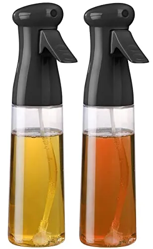 Rosenstein & Söhne Ölsprühflasche: 2er-Set Essig- & Öl-Pumpsprühflaschen, Zerstäubung, je 320 ml, schwarz (Ölzerstäuber, Ölspender, Gewürzstreuer)