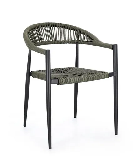 Gartenstuhl Jandia aus Aluminium, Anthrazit / Grün - Gartenstuhl für Komfort und Stil im Außenbereich, leicht und flexibel, ideal für entspannte Stunden auf Terrasse oder Balkon.