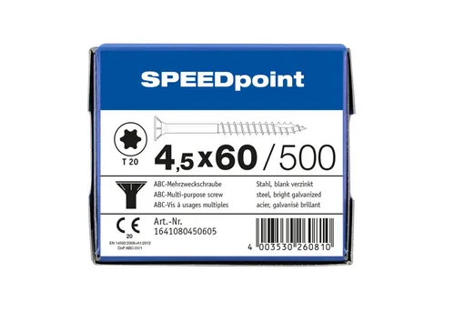 SPAX Senkschraube ABC SPEEDpoint Senkkopf T20 Teilgewinde Schabenut A2J 4,5x60mm (500)