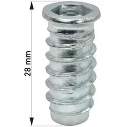 Prima-Online Gewindemuffe Gewindemuffe Einschraubmuffen Einschraubmutter Innensechskant M8, (50-St) 28 mm