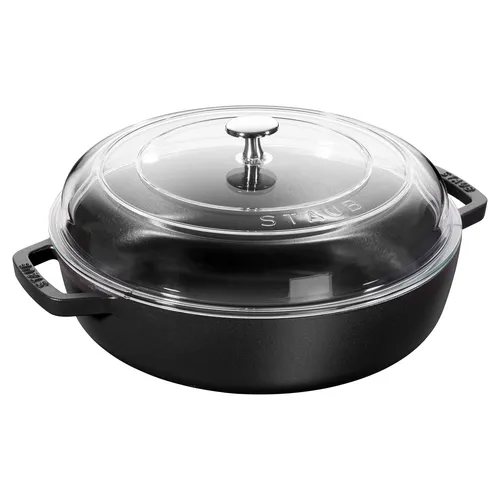 Staub Bräter Braisers, Schwarz, 3,7 L - Runder Bräter aus Metall, backofengeeignet und ideal für die Zubereitung schmackhafter Gerichte in der Pfanne.