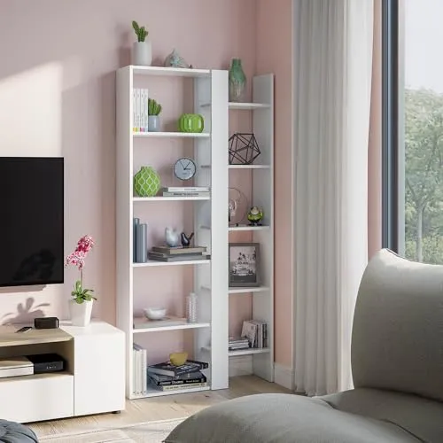 habeig Standregal Hochregal Bücherregal Aktenschrank Kommode Weiß Holz - Standregal aus hochwertigem Holzwerkstoff, ideal für Büro, Wohnzimmer oder Schlafzimmer. Robuste Bauweise und modernes Design für stilvolle Raumgestaltung.