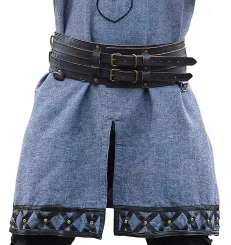 Leonardo Carbone® Unisex Robuster Breiter Wikingergürtel Anike - Ledergürtel Herren, Wikinger Kleidung Herren, Gürtel Damen, LARP, Karneval, Cosplay, Hobbit Kostüm - 100% Echtleder Schwarz