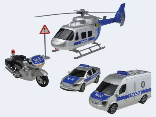 Happy People polizeifahrzeuge 4-teilig silber/blau