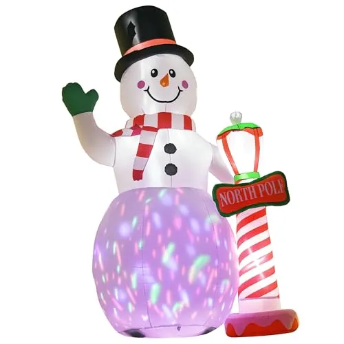 HOMCOM Aufblasbarer Schneemann XXL 240 cm mit LED-Beleuchtung