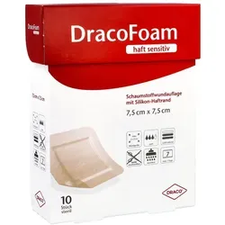 Dracofoam Haft sensitiv Schaumstoffverband 7,5x7,5cm - Arzneimittel für Wundversorgung, hautfreundlicher Schaumstoffverband sorgt für sicheren Halt und fördert die Heilung.