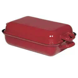 RIESS Bräter 32x22x11,5cm rot Emaille - Pfanne aus hitzebeständiger Emaille, ideal für alle Herdarten und backofengeeignet, leicht zu reinigen und recyclebar – perfekt für gesundes Kochen!