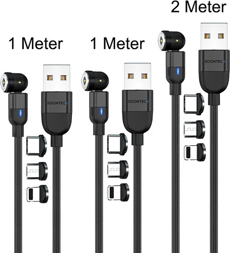 SOONTEC Magnet Ladekabel 3er Set (2m+1m+1m)
