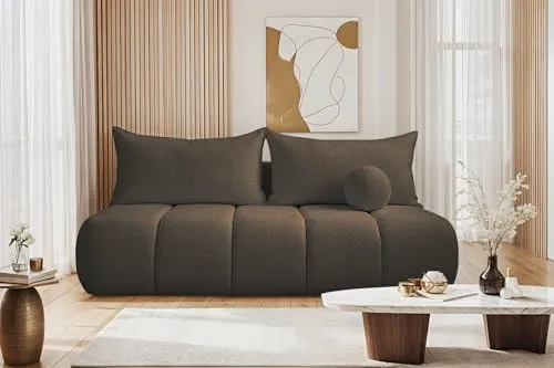 Kaiser Möbel Sofa mit Schlaffunktion und Bettkasten - Sofa & Couch mit großzügiger Liegefläche für bequemen Schlafkomfort und praktischem Bettkasten – ideal für Gäste und kleine Räume, skandinavisches Design in Dunkelbraun.