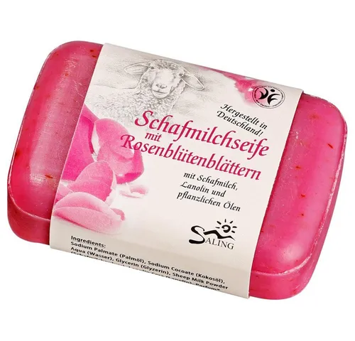 Saling Handseife Schafmilchseife - mit Rosenblütenblättern pink