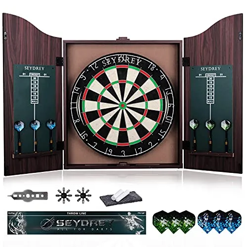 Dartscheibe Steeldart Dartscheibe mit Dartschrank Dartscheibe Kork Steeldartscheibe Dartscheibe Profi mit Pfeilen 6 Dartpfeile Scoreboard Wurflinie