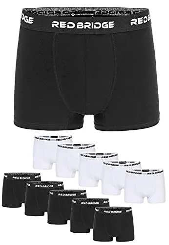 Redbridge Boxershorts Herren 10er-Pack - Einfarbig Slim Baumwolle Stretch - Herren-Boxershorts im 10er Vorteilspack mit 5x Schwarz und 5x Weiß. Angenehmer Sitz dank elastischem Gummibund und atmungsaktivem Stoff für höchsten Tragekomfort.