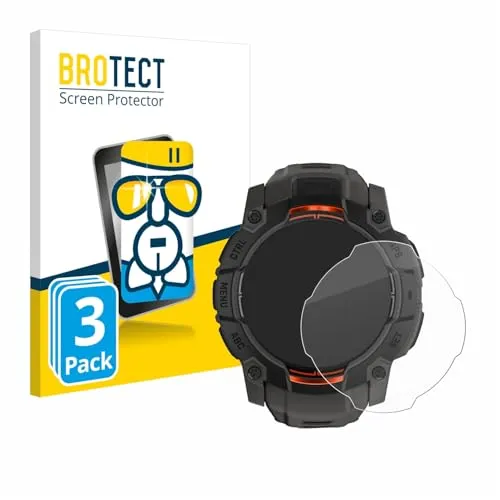 BROTECT 3 Stück Schutzglas für Garmin Instinct 3 Solar (45 mm) Schutzfolie Panzer Folie Glas[Extrem Kratzfest, Anti-Fingerprint, Ultra-Transparent]