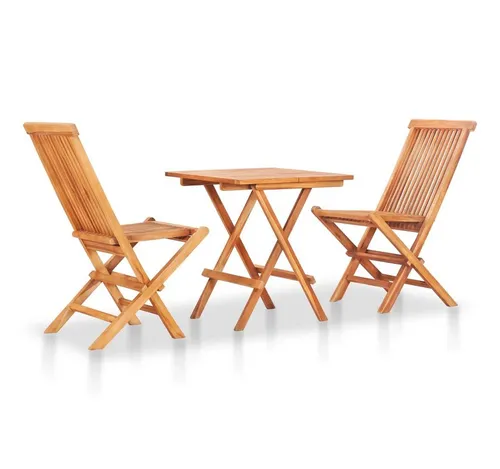 furnicato Garten-Essgruppe Elegantes Bistro-Set aus Naturholz, 60x60x65 cm - Stilvolles Bistro-Set aus hochwertigem Naturholz, ideal für Garten und Terrasse. Klappbar und platzsparend, bietet es eine elegante Lösung für entspannte Stunden im Freien.