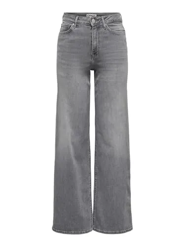 ONLY Female Jeans ONLMADISON - Hohe Taille & Weiter Beinschnitt - Stylische Jeans mit weitem Bein und hoher Taille, gefertigt aus 82% Baumwolle und 16% recyceltem Polyester für nachhaltigen Komfort.