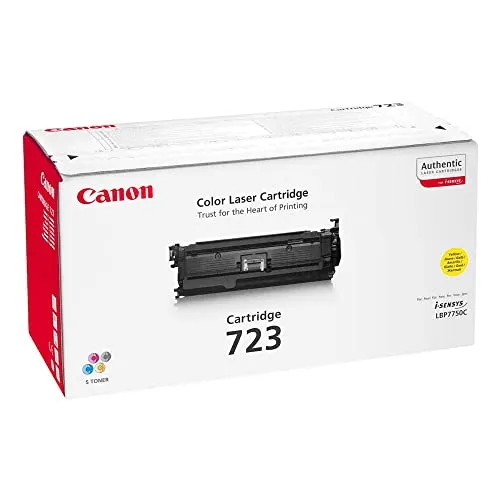 Canon Toner Cartridge 723 Y - Gelb, 8500 Seiten - Toner für Laser Drucker, kompatibel mit I-SENSYS LBP7750Cdn, hohe Kapazität von bis zu 8500 Seiten für effizientes Drucken.
