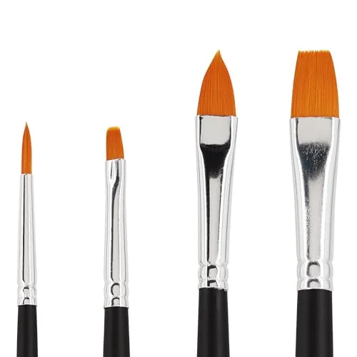 VBS Acryl Pinsel 4er-Set 4 Stk Holz Metall Synthetik Pinselset für Acrylmalerei Künstlerbedarf 2 cm 3 cm 4 cm 5 cm