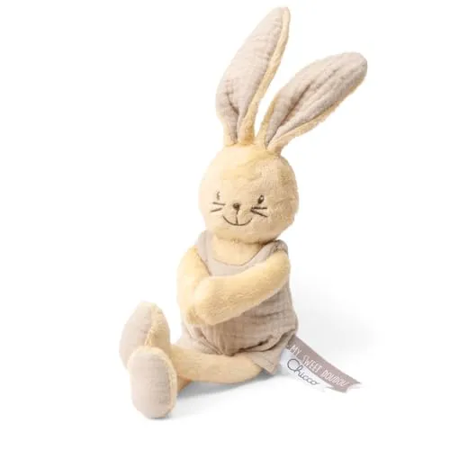 Chicco Plüsch Neugeborenes Weiches Velours-Kaninchen,Interaktives Spielzeug mit Sensorischem Klingeln und Klettverschluss,Verschiedene Texturen zur Taktile Entwicklung, Geschenk zur Geburt, ab 0 M