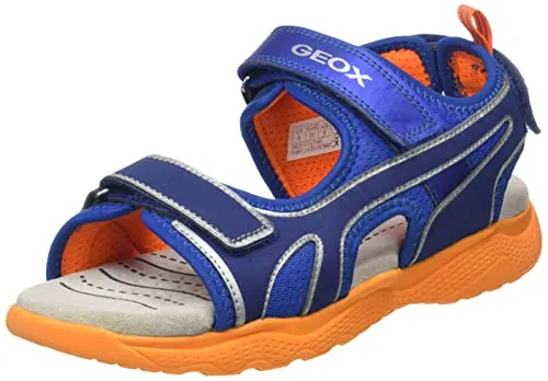 Geox J SPLUSH Boy Sandal - ROYAL/ORANGE, 30 EU Schmal - Wanderschuhe für Kinder, atmungsaktiv mit robustem Leder-Obermaterial, ideal für Abenteuer in der Natur.