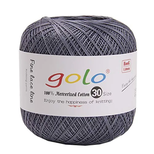golo Häkelgarn 30 für handgestricktes Häkelgarn Gewinde häkeln (Silber grau)