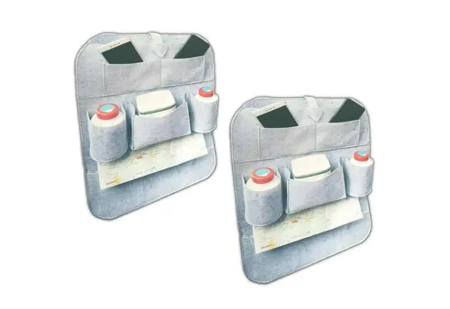 PUREWORK Rücksitzorganizer Auto Rücksitz Organizer Tasche Autositz Rücksitztasche KFZ Kinder (2-tlg), mit 6 Fächer und Trittschutz