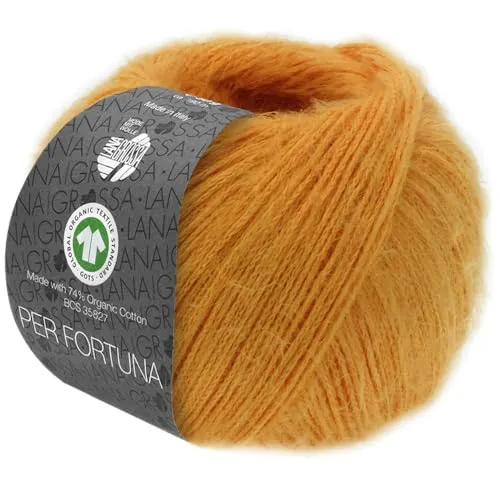 LANA GROSSA Per Fortuna GOTS | Leichtes Sommerflauschgarn mit Baumwolle | Handstrickgarn aus 74% Baumwolle (Bio) & 26% Polyamid | 50g Wolle zum Stricken & Häkeln | 190m Garn FB 57