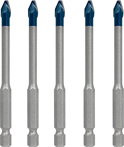 Bosch Bohrer Expert HEX-9 HardCeramic 5-teiliges Set, 6mm - Werkzeugteil für präzises Bohren in harten Materialien wie Fliesen und Dachziegel. Hält bis zu 10-mal länger als herkömmliche Bohrer dank patentiertem Design.