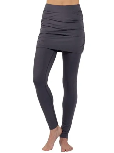 Magadi Yoga Rock Leggings Lara Dark Grey - Hoch-taillierte Yoga Leggings mit eingearbeitetem Rock für optimalen Sitz und Bewegungsfreiheit. Hergestellt aus weicher Bio-Baumwolle und TENCEL für ein angenehmes Tragegefühl und nachhaltige Qualität.