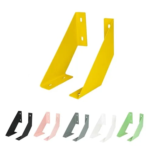 Natural Goods Berlin 2X Regalwinkel Lichtenberg | Regalhalter Metall Wandmontage flexibel | Regalträger Wandregal schmal Schweberegal Küche Büro Bücherregal schwerlast Regalstütze (150mm Tiefe, Gelb)