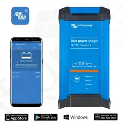 Victron Blue Smart IP22 12/20(1) Charger - Fahrzeugbatterie-Ladegerät mit 12V 20A, Bluetooth und sieben-stufigem Ladealgorithmus für optimale Batterielebensdauer und Wiederherstellung tiefentladener Batterien.