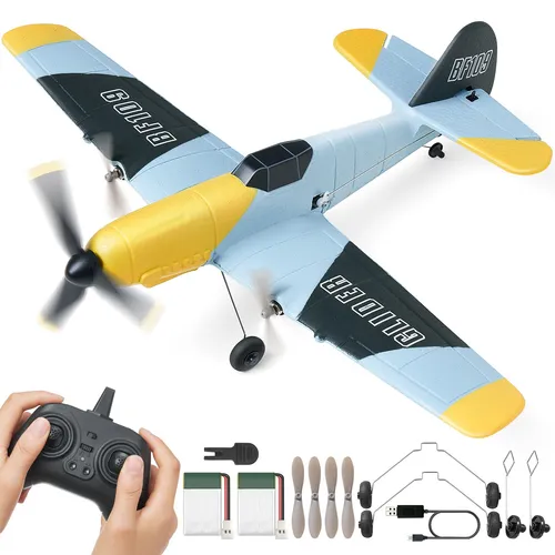 VEVOR RC-Flugzeug 2,4 GHz mit Gyrostabilisator - RC-Modelle: Einfach zu fliegen mit 6-Achsen-Gyrostabilisator für stabile Flüge – ideal für Anfänger. Enthält 2 Batterien für bis zu 30 Minuten Flugzeit ohne Wartezeit!