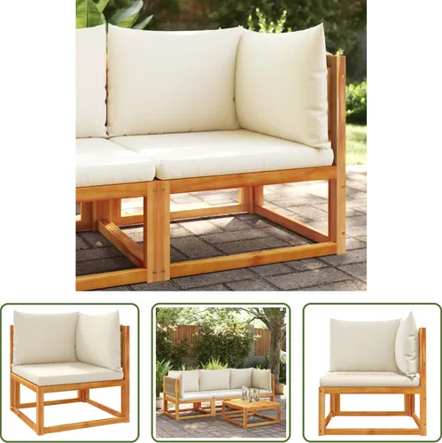 The Living Store Garten-Ecksofa aus Akazienholz mit Kissen