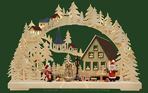 RATAGS 3D-Schwibbogen Nikolauswerkstatt - Schwibbogen aus Holz (43x30x7cm) mit liebevoll gestalteter Nikolauswerkstatt, ideal für eine festliche Weihnachtsdekoration und ein bezauberndes Ambiente.