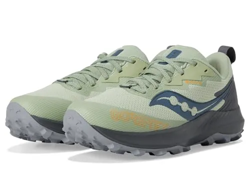 Saucony Peregrine 14 GTX Herren Trailrunning-Schuh - Trail Neutral Laufschuhe mit PWRRUN-Schaum für leichtes, gepolstertes Tragegefühl und PWRTRAC-Gummi-Außensohle für maximale Traktion auf rauem Gelände.
