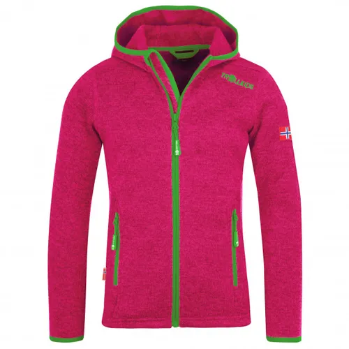 Trollkids Girls Jondalen Jacket XT 164, pink - Funktionsjacke für Mädchen, warme Kapuzenjacke aus Strickfleece mit praktischen Taschen und modischen Kontrasten für einen stylischen Look.