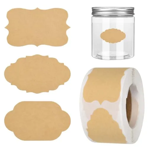 Blatt Kraftpapier Etikettenaufkleber, Beschreibbare Geschenkaufkleber, Kraftpapier Handgefertigte Geschenkdekorationsaufkleber, Passend für Marmeladengläser Geschenktüten Umschlagaufkleber 500