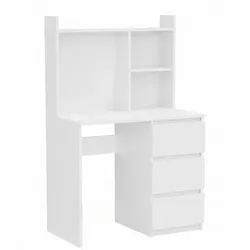 Schreibtisch Computertisch ComfortCove Weiß 90 cm mit Aufsatz Regal Modern platzsparend