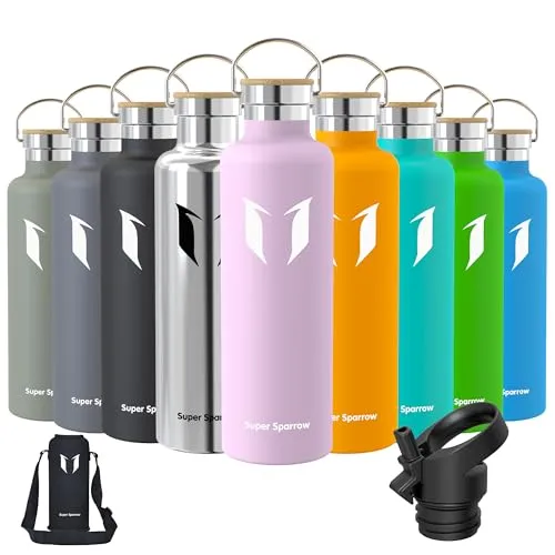 Super Sparrow Edelstahl Trinkflasche 1000ml in lila von Super Sparrow