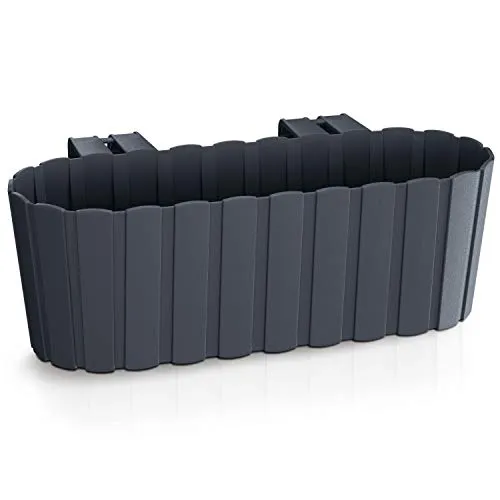 Prosperplast Boardee Hook Blumenkasten Balkonkasten Blumentopf Pflanzkasten 4,9L 383x212x130mm (Anthrazit)