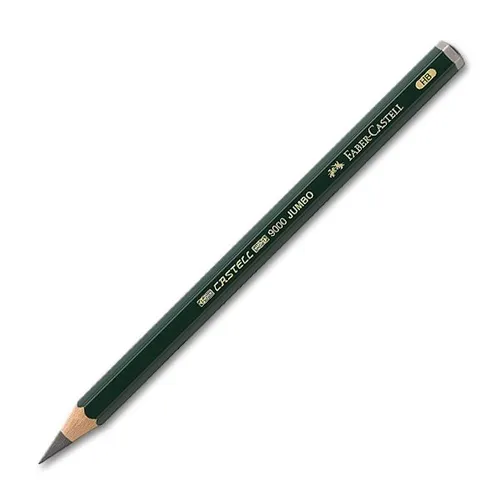 Faber-Castell Bleistift 9000 Jumbo - HB (mittelweich), Sechskant in grün, ideal für präzises Zeichnen und Schreiben
