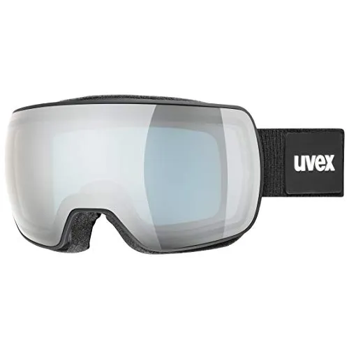 uvex compact FM - Skibrille für Damen und Herren - Filterkategorie 2 - verzerrungsfreie Sicht - black matt/silver-blue - one size