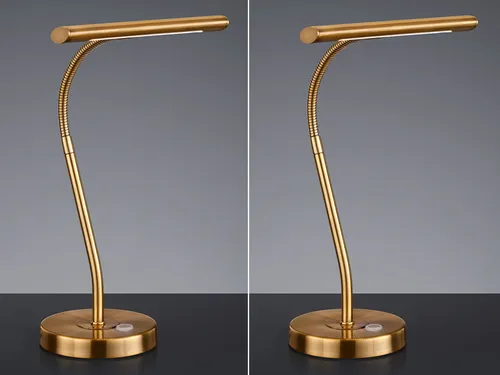 meineWunschleuchte 2er SET dimmbare Schreibtischlampen - Schreibtischlampen mit Flexarm in Altmessing, 3-stufig dimmbar über Sensorschalter, ideal für individuelles Lichtambiente bei der Arbeit oder im Home Office.