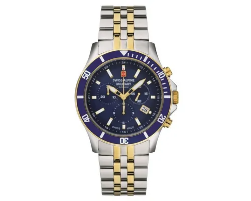 Swiss Alpine Military SAM7022.9145 Herrenuhr Challenger Chrono - Chronograph für Herren mit 10 ATM Wasserdichtigkeit, elegantem Edelstahlgehäuse und blauem Zifferblatt – ideal für sportliche und modische Anlässe.