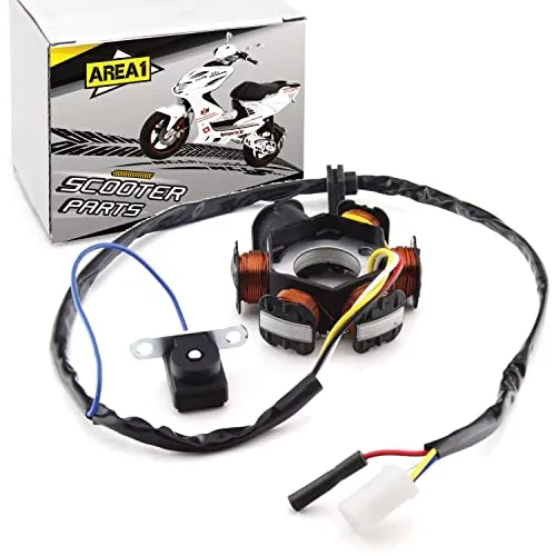 Area1 Ersatz Lichtmaschine Stator für 50ccm - Lichtmaschine/Stator für Peugeot Motoren, komplett einbaufertig und kompatibel mit zahlreichen Modellen. Ideal für eine zuverlässige Energieversorgung.