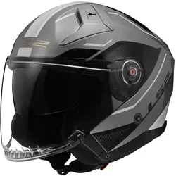 LS2 Motorradhelm OF603 Infinity II Veyron Jethelm - Motorradhelm mit integriertem Sonnenvisier und Vorbereitung für Kommunikationssystem, sorgt für Sicherheit und Komfort auf jeder Fahrt.