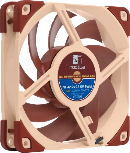 NO NF-A12X25-5VP - Premium 120mm 5V PWM Lüfter - Gehäuselüfter mit AAO-Technologie für hohe Leistung und leisen Betrieb. Ideal für anspruchsvolle Anwendungen, inklusive USB-Stromadapter und OmniJoin Adapter-Set für flexible Anschlussmöglichkeiten.