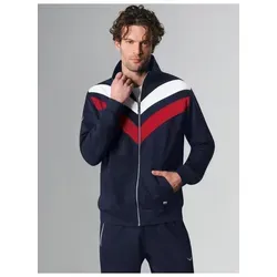 TRIGEMA Herren Sweatjacke 674126123, Navy, XL - Funktionsjacke mit sportlichem, dreifarbigem Design, modischem Stehkragen und praktischen Kängurutaschen - 100% Made in Germany