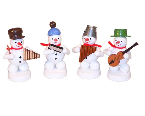 Weihnachtsdekoration Schneemannkapelle mit Instrumenten Höhe 8cm NEU Schnee