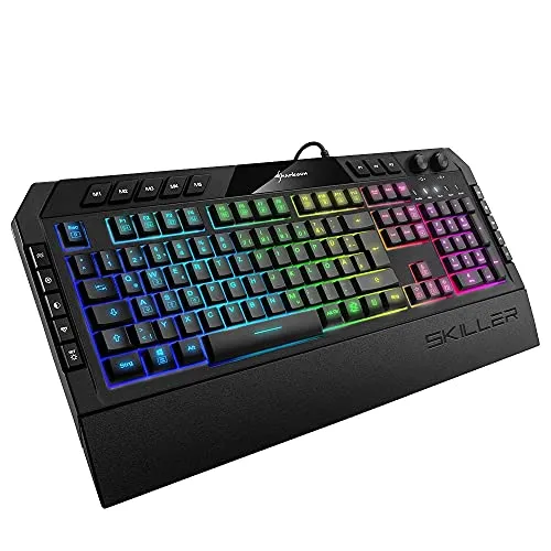 Sharkoon Skiller SGK5 - USB Gaming Tastatur DE Layout, volle N-Key-Rollover-Unterstützung und anpassbare RGB-Beleuchtung für individuelles Spielerlebnis