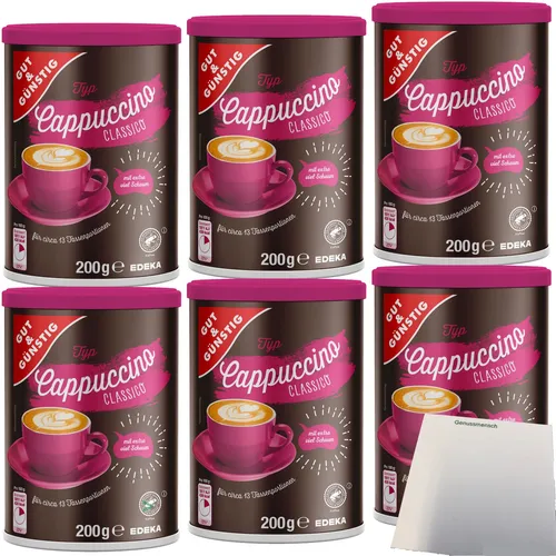 Gut&Günstig Cappuccino Classico Instant 6er Pack 6x200g Packung usy Block